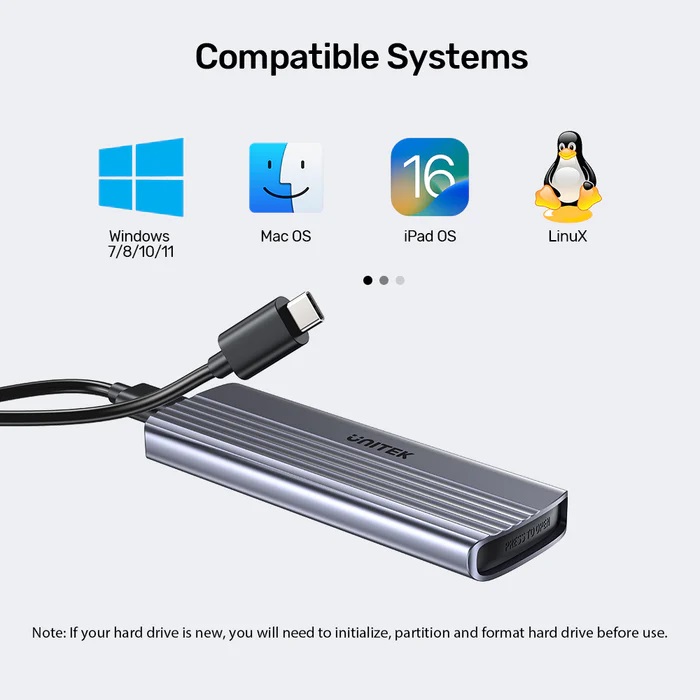 Unitek USB-C NVME/PCIe Enclosure 10Gbps S1241B
