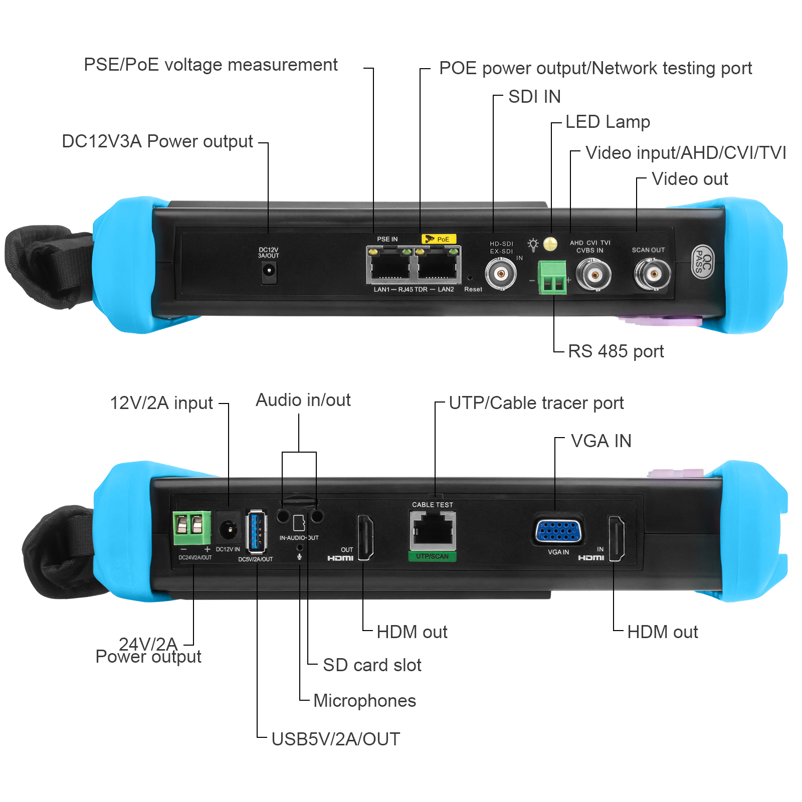 Noyafa CCTV & Network Tester with 7" Retina Touchscreen, 4K Support, PoE Output & Multi-Function Testing NF-716ADHS PRO