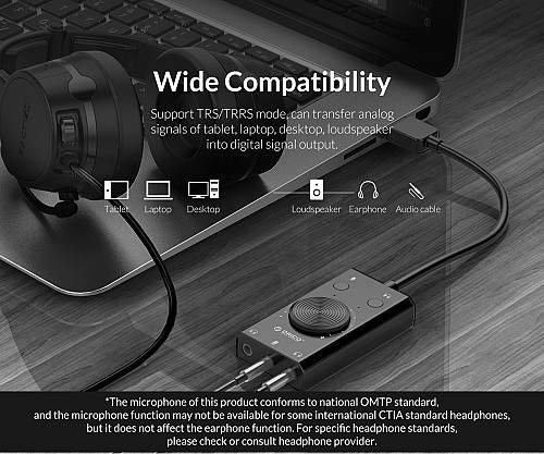 Orico Converter USB-A to Sound Card with Volume SC2