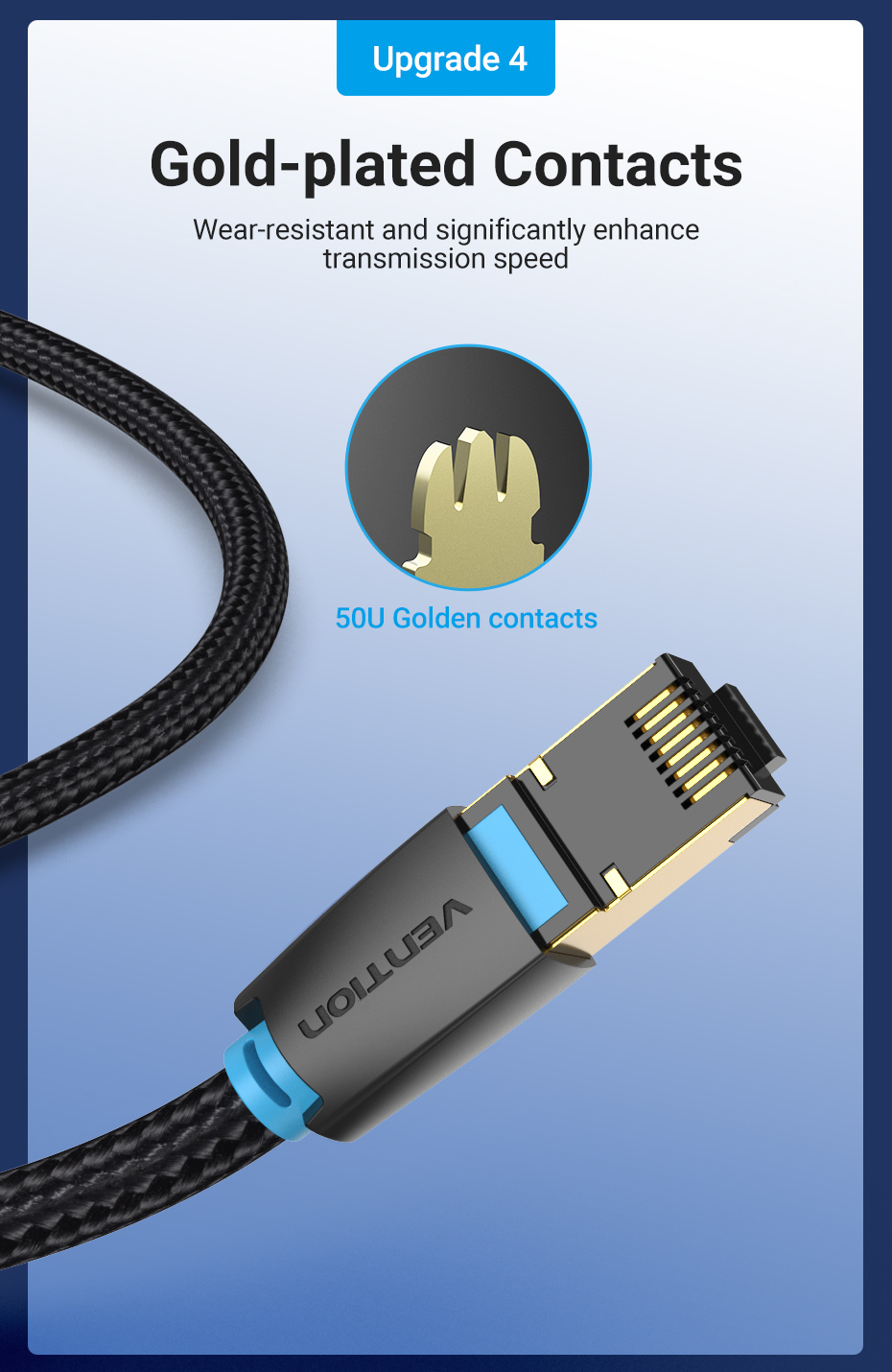 Vention NETWORK Cable CAT8 SFTP Braided 2.0m Black IKGBH