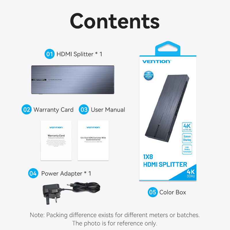 Vention HDMI Splitter 8-Port 4K 1.4 w/UK PSU AKQB0-UK