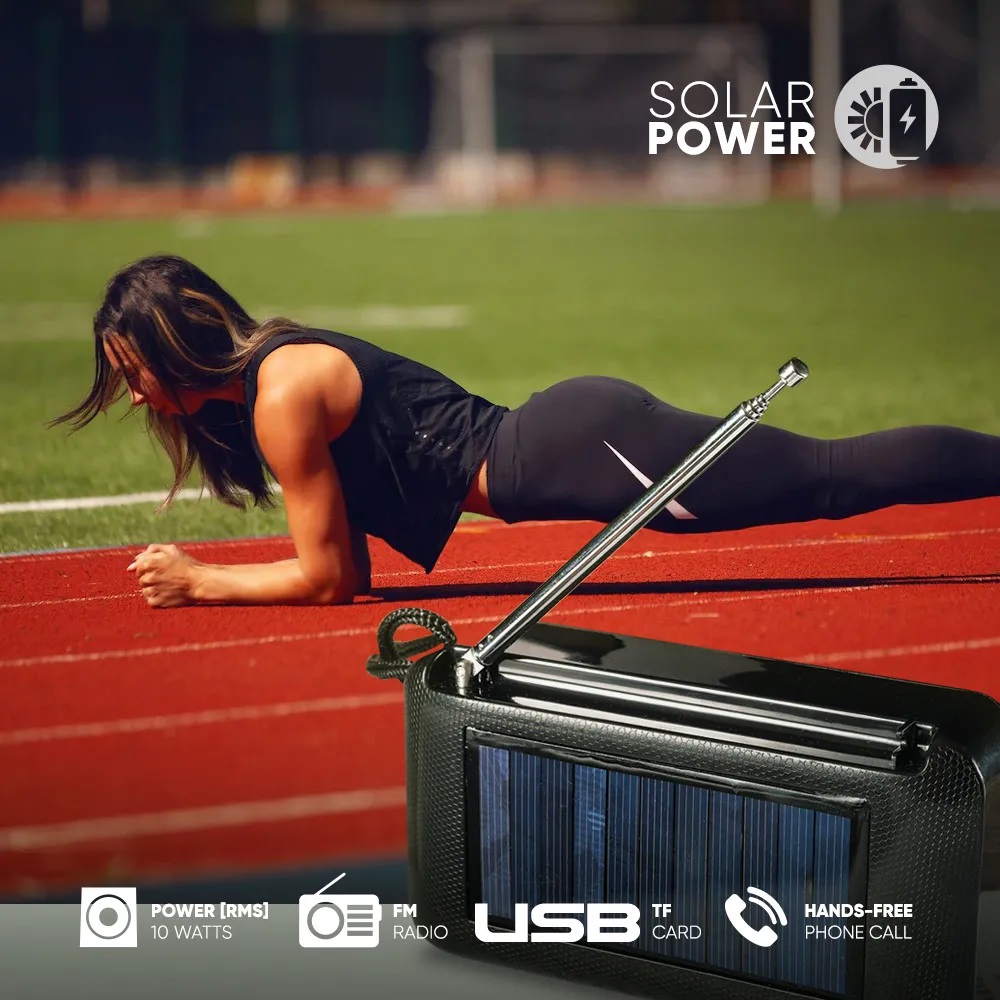 SonicGear AudioBox 2GO-RDO20 Portable Solar & USB Rechargeable FM Radio with Bluetooth & Torchlight