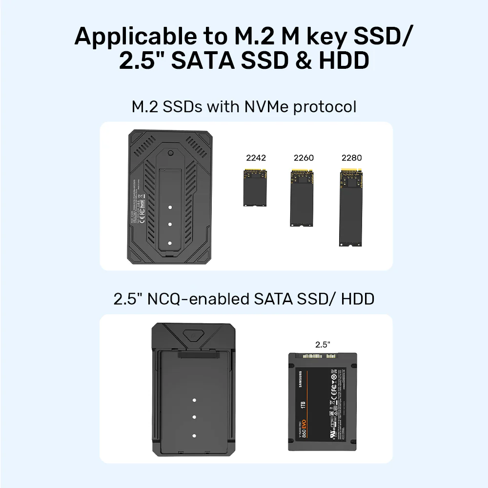 Unitek USB-C M.2 NVMe & 2.5'' SATA 10Gbps Dual Enclosure S1229C