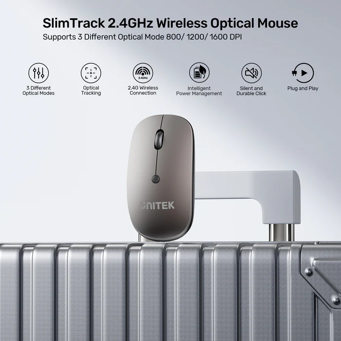 Unitek Mouse Wireless 2.4GHz SlimTrack T060 Space Grey