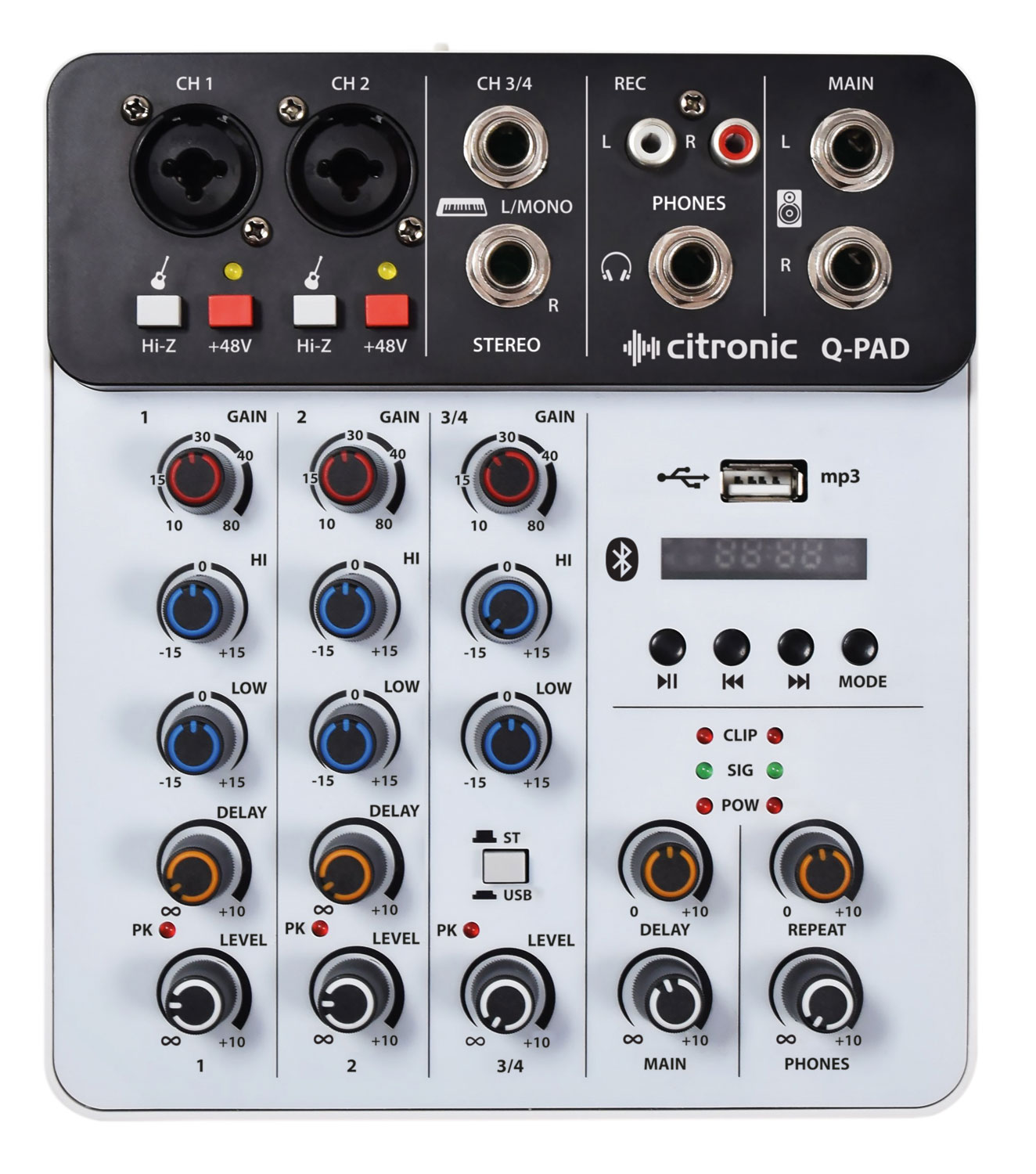Citronic Mixer Studio QPAD 2ch BT/USB Play-Rec 170.814UK