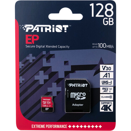 Patriot 128GB EP Series UHS-I microSDXC Memory Card with SD Adapter