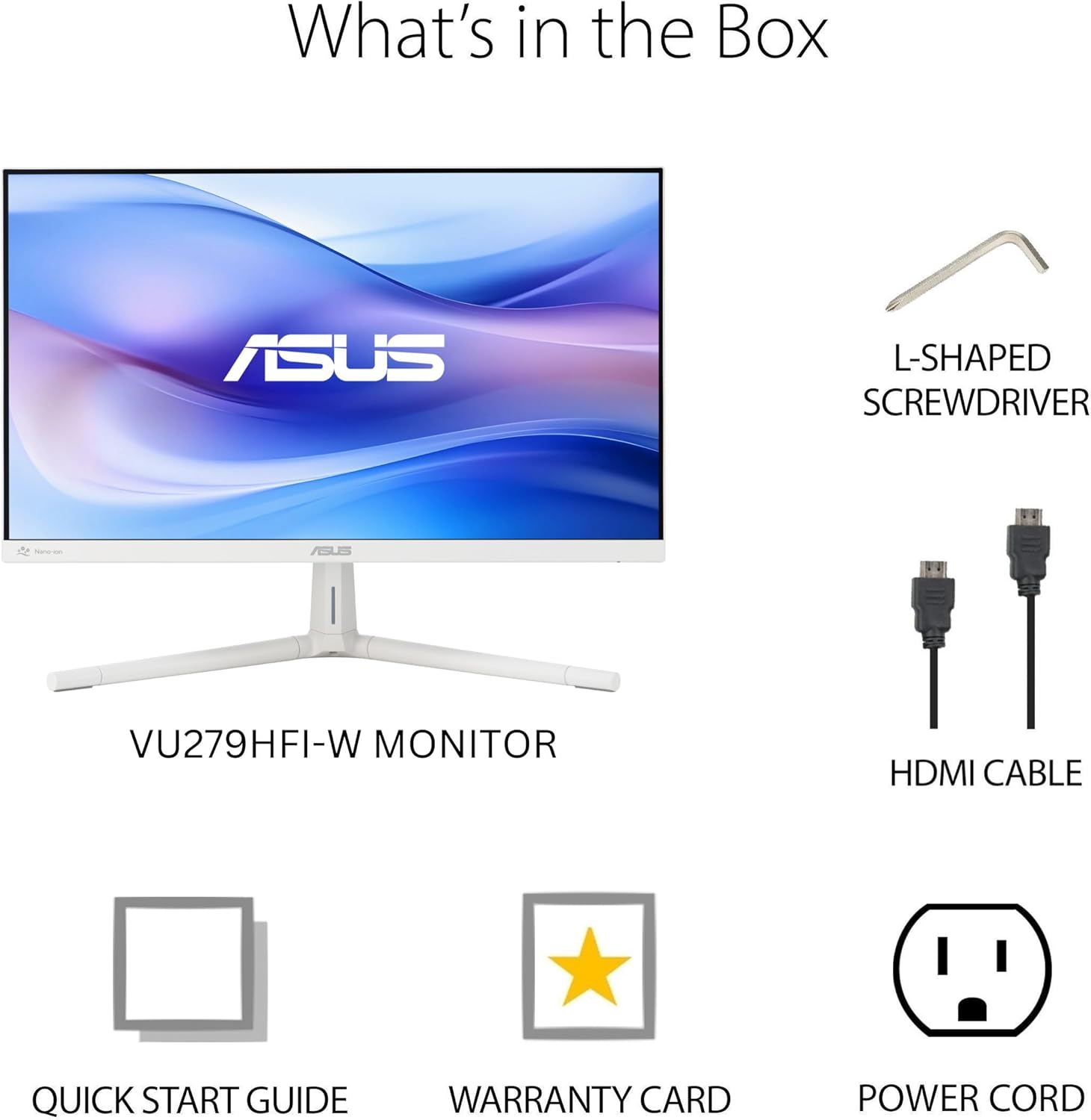 ASUS Monitor EyeCare 27'' FHD 100Hz with Air Ionizer White VU279HFI-W