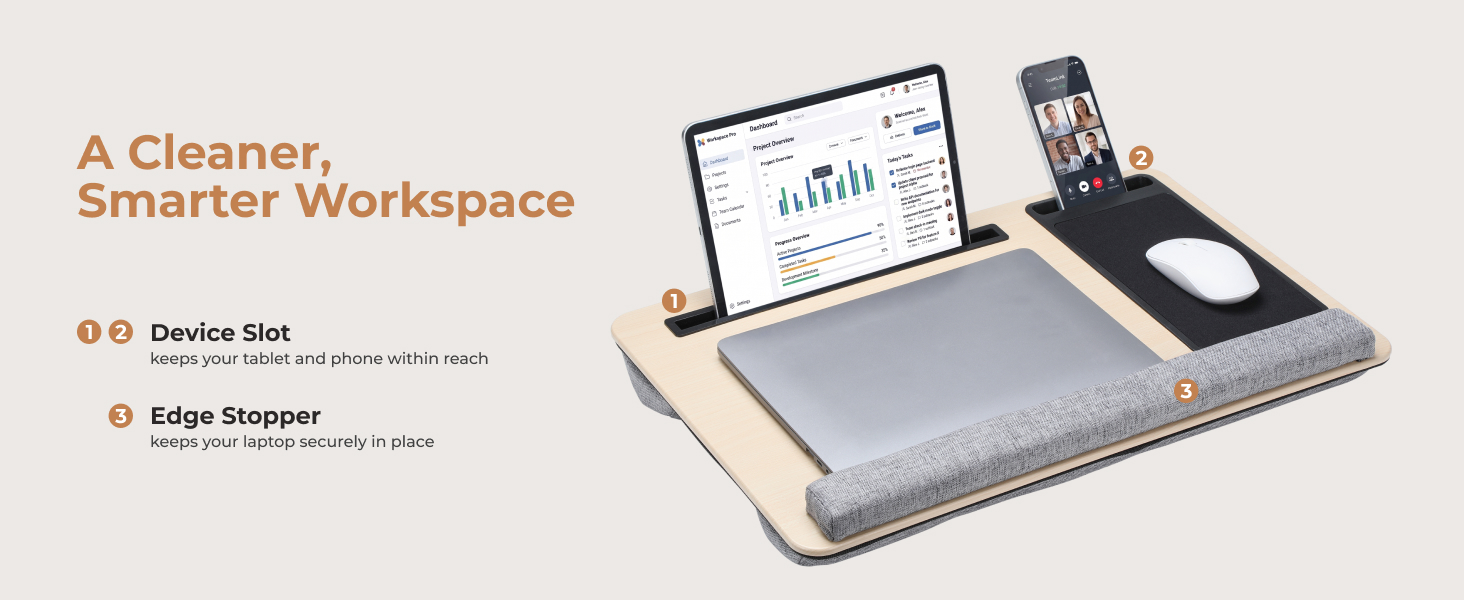 Lumivida Computer Tray Lap Desk Built in Mousepad & Wristpad 56x36cm LPD07-2