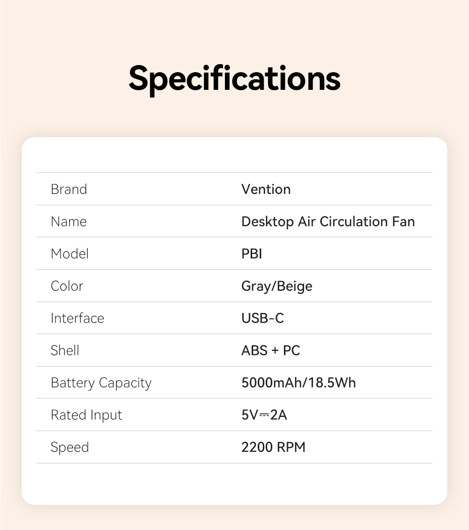 Vention Air Circulation Fan Desktop with Display & Wall Mount PBIH0