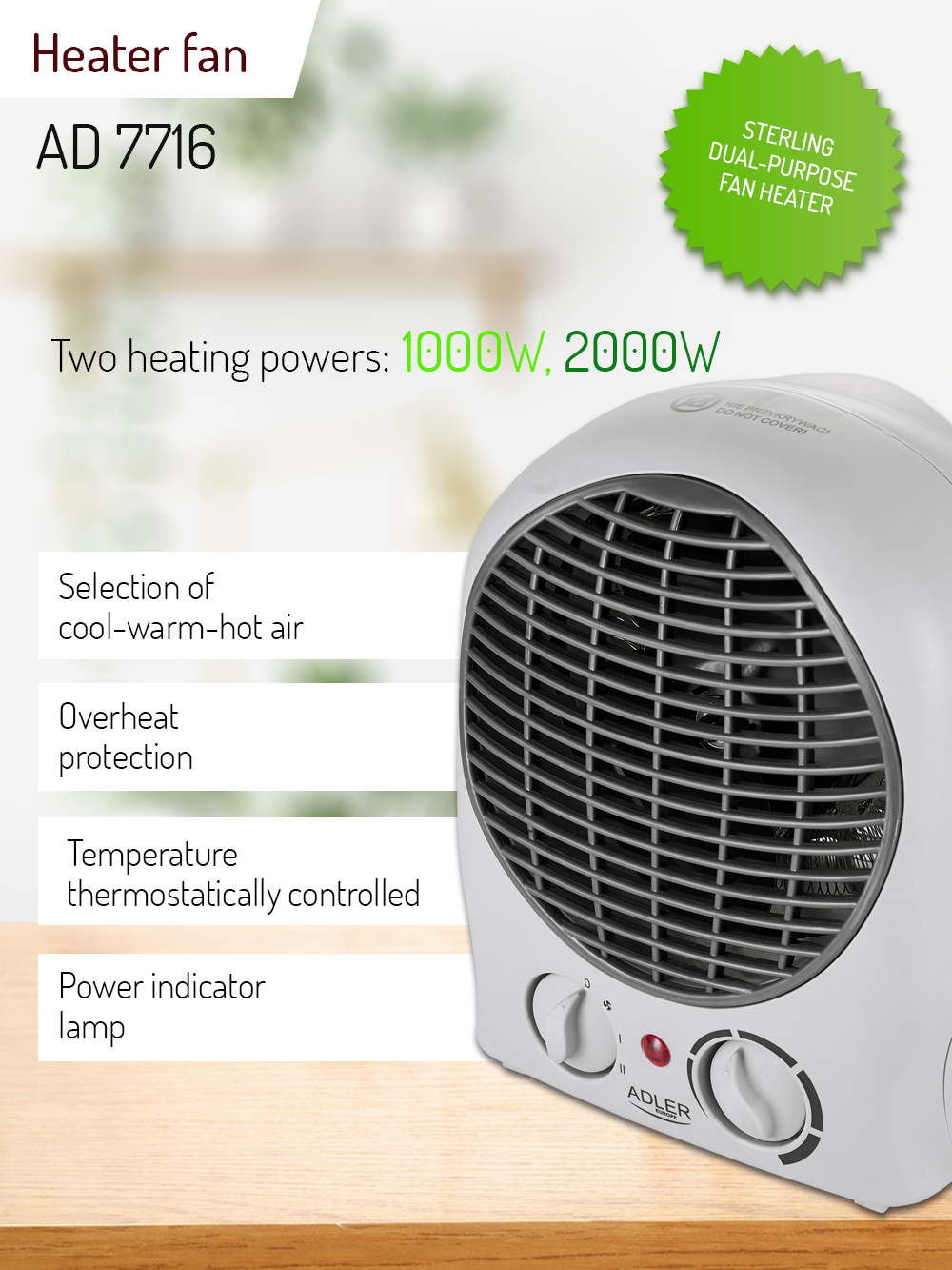 Adler AD7716 Heater Fan 2000W