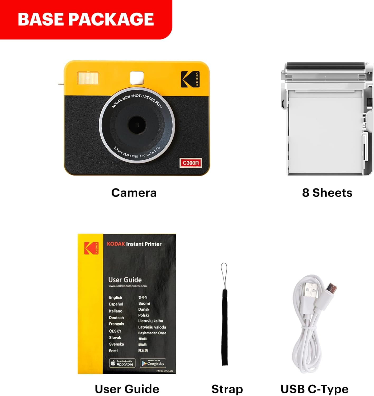 Kodak Instant Camera RETRO Mini Shot 3 Yellow 3x3 (8 sheets)