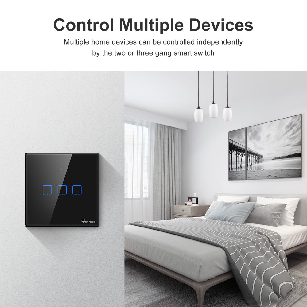 Sonoff T3 UK 3C WiFi Smart Wall Touch Switch Black