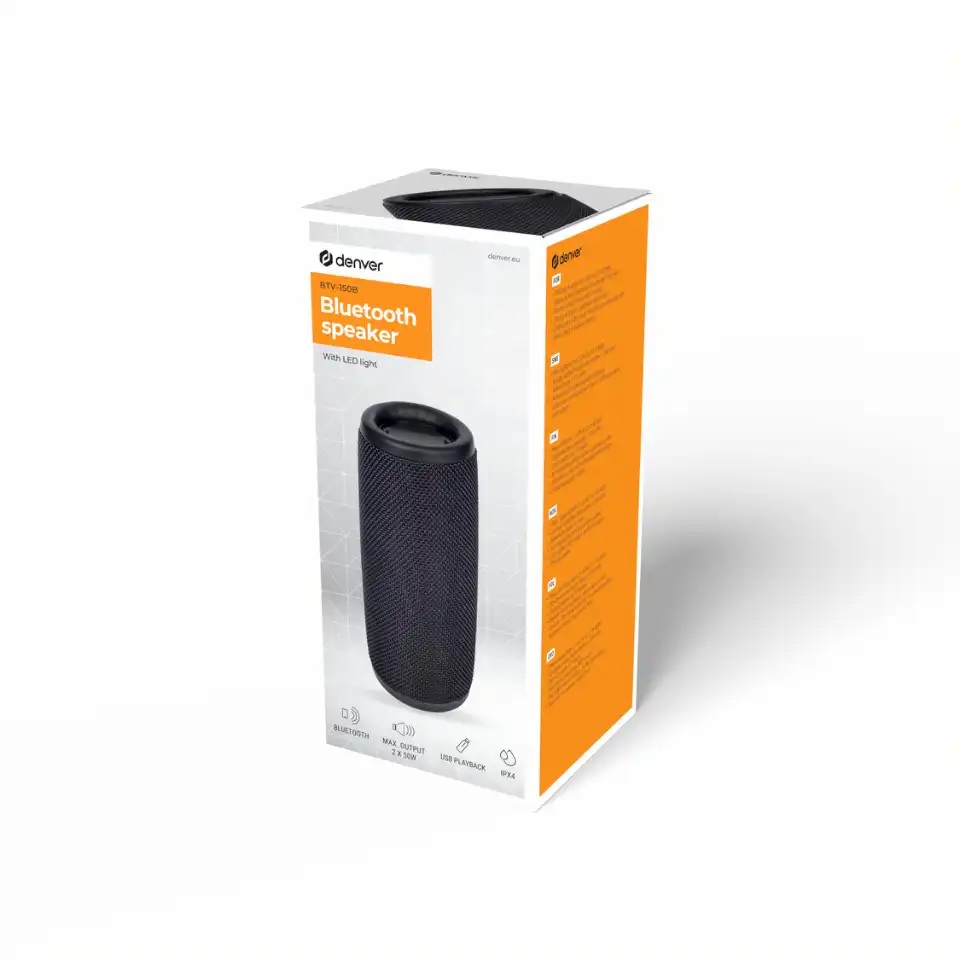 Denver Audio Portable Speaker 10W RMS BT, USB & LED Lights BTV-150B Black