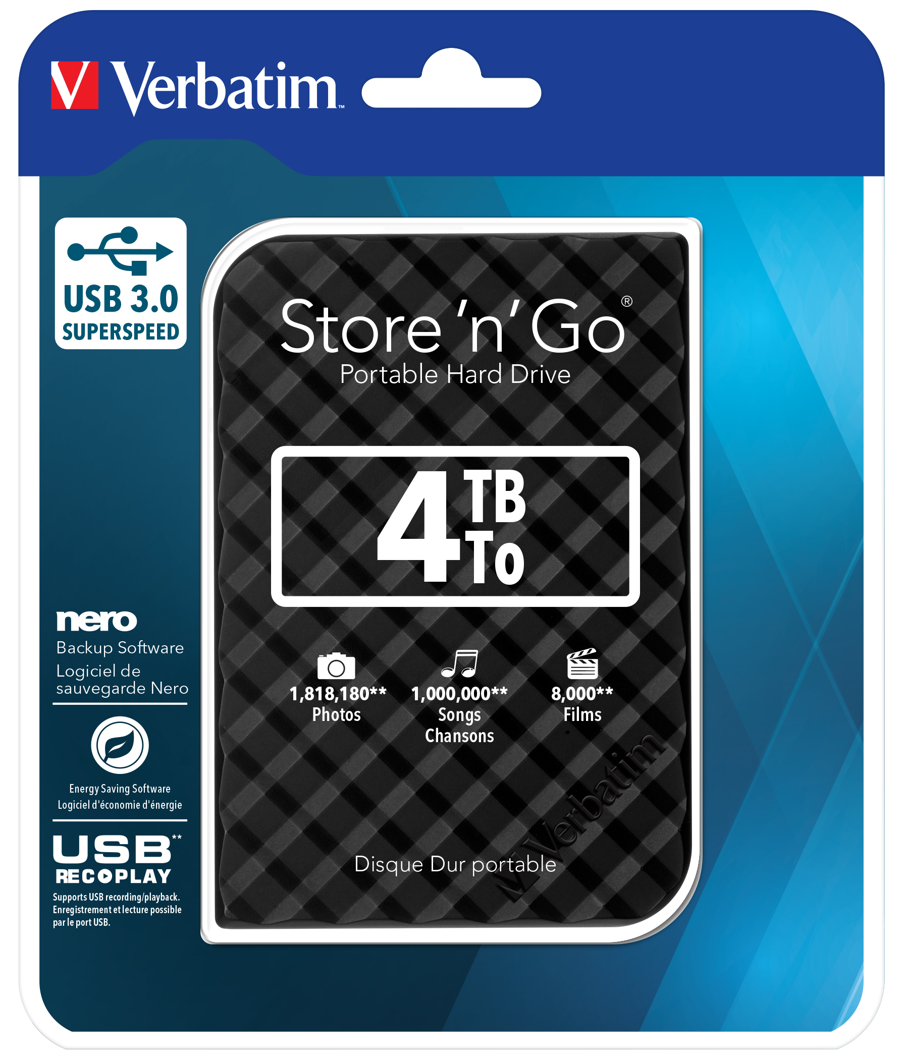 Verbatim HDD External STORE'N'GO 2.5'' USB3.0 Slim 4TB Black