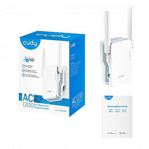 Cudy AC1200 Dual Band Wi-Fi Range Extender Mesh RE1200 UK Plug