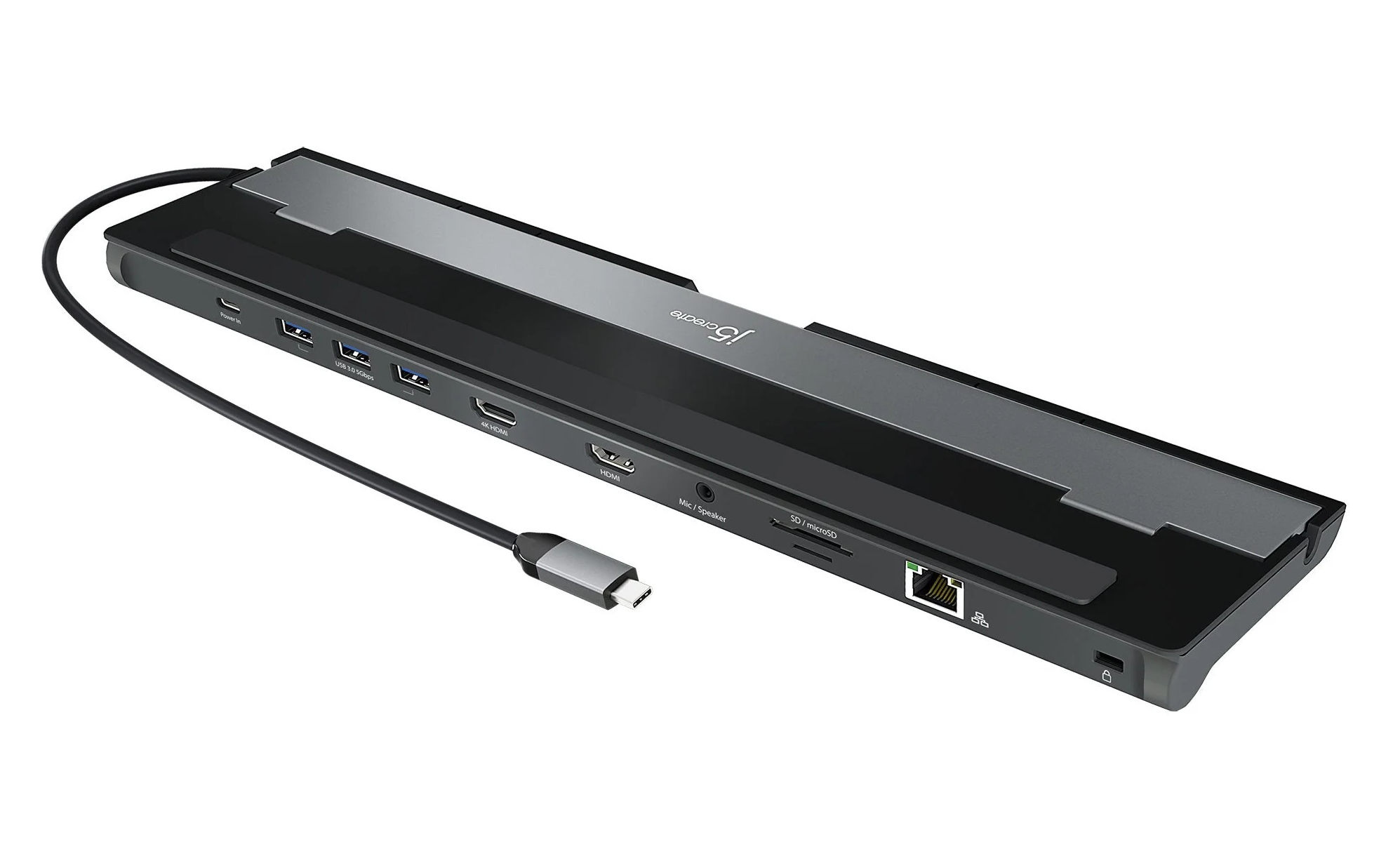 j5create Docking Station USB-C 10-in-1 Dual Display 2K-4K HDMI/RJ45/USB/SD/Audio/PD JCD542