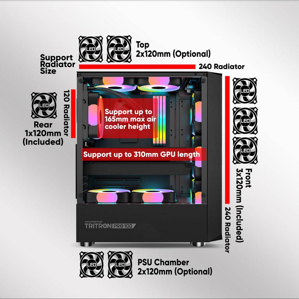 Armaggeddon Gaming Case ATX 4xARGB TRITRON PRO 100 White