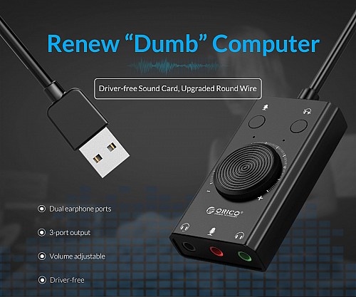 Orico Converter USB-A to Sound Card with Volume SC2