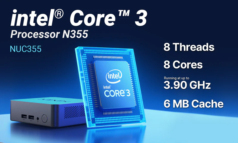 MINIX Mini PC Intel Core 3 N355 16GB DDR5, 512GB SSD, Triple Display Win 11 Pro NUC355
