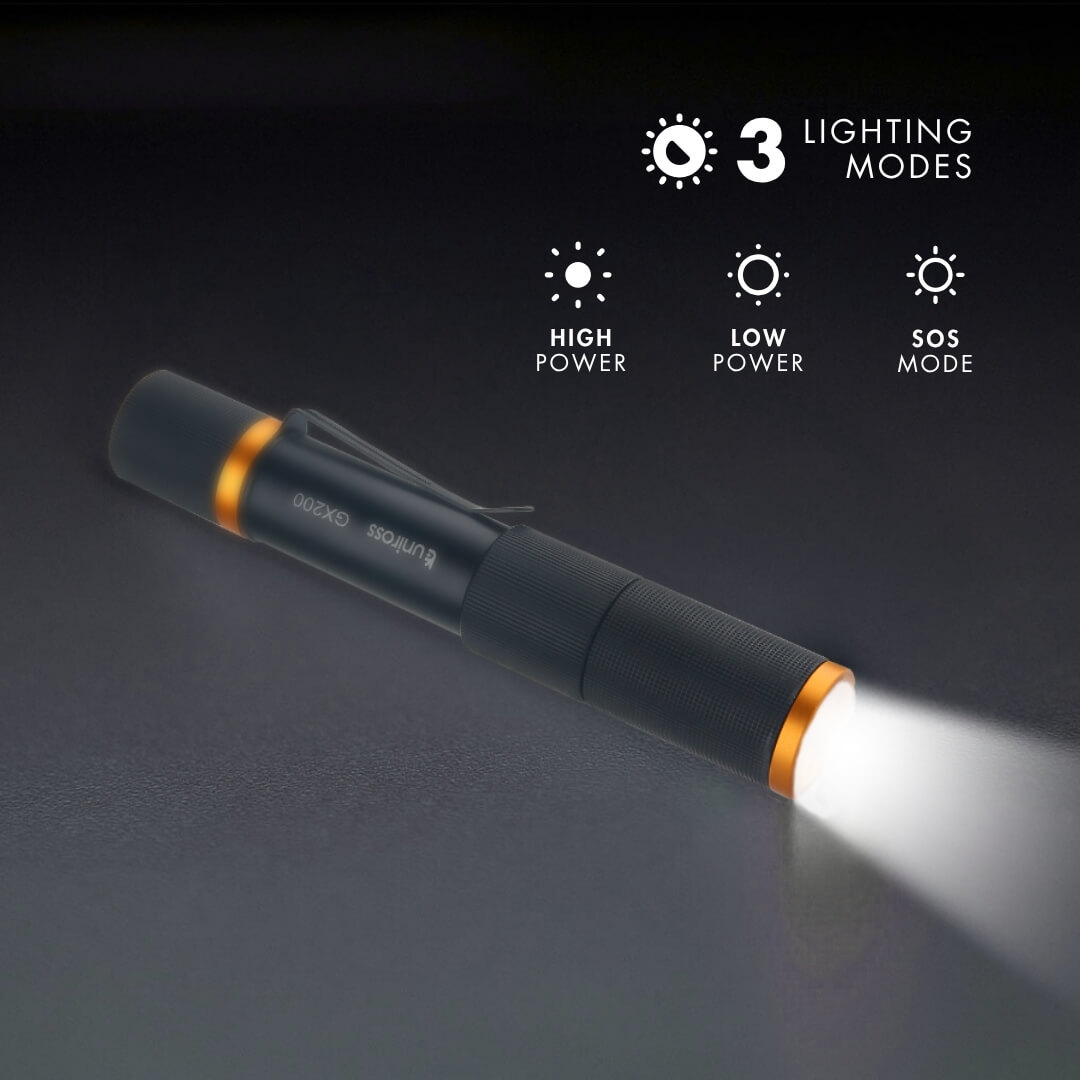 Uniross GX200 USB Rechargeable Torch IP44 Waterproof Aluminium 300 lumens 135m Beam