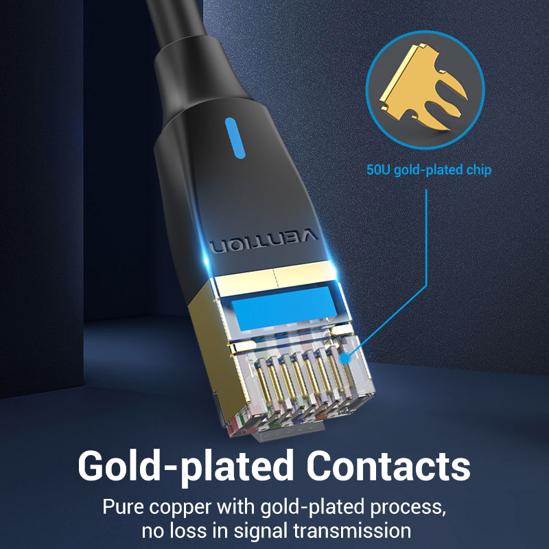 Vention NETWORK Cable CAT8 SFTP Slim 2.0m Black IKIBH