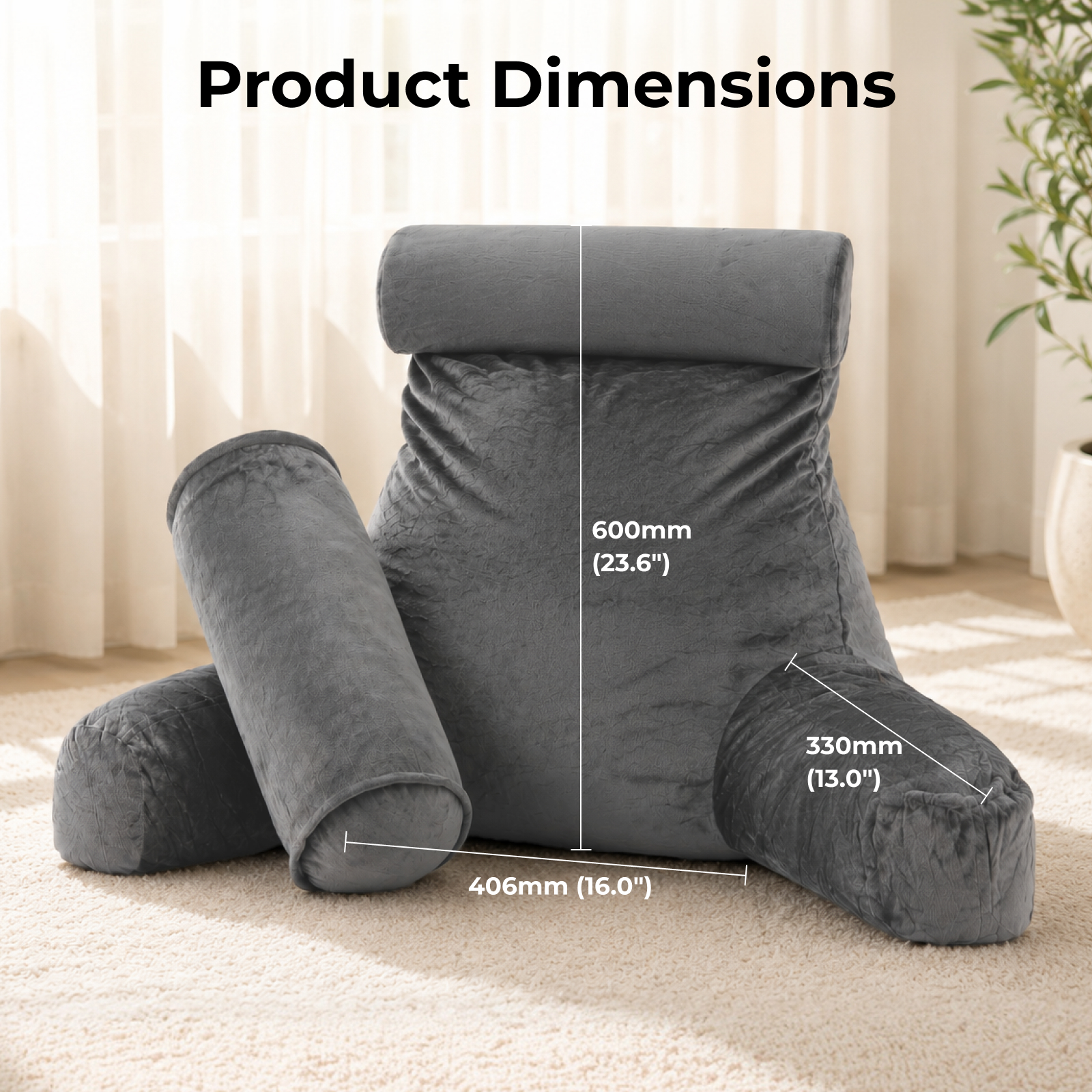 Lumivida Ergonomic Reading Pillow with Arm Rests & Removcable Covers 40x33x60cm RLC02-2
