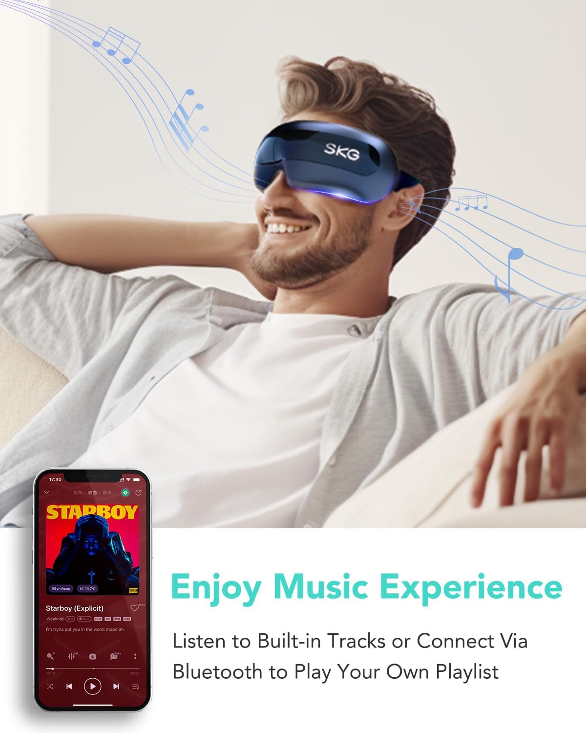 SKG Eye Massager Airbag-Hot Compress-Music & Visible Window E3 Pro