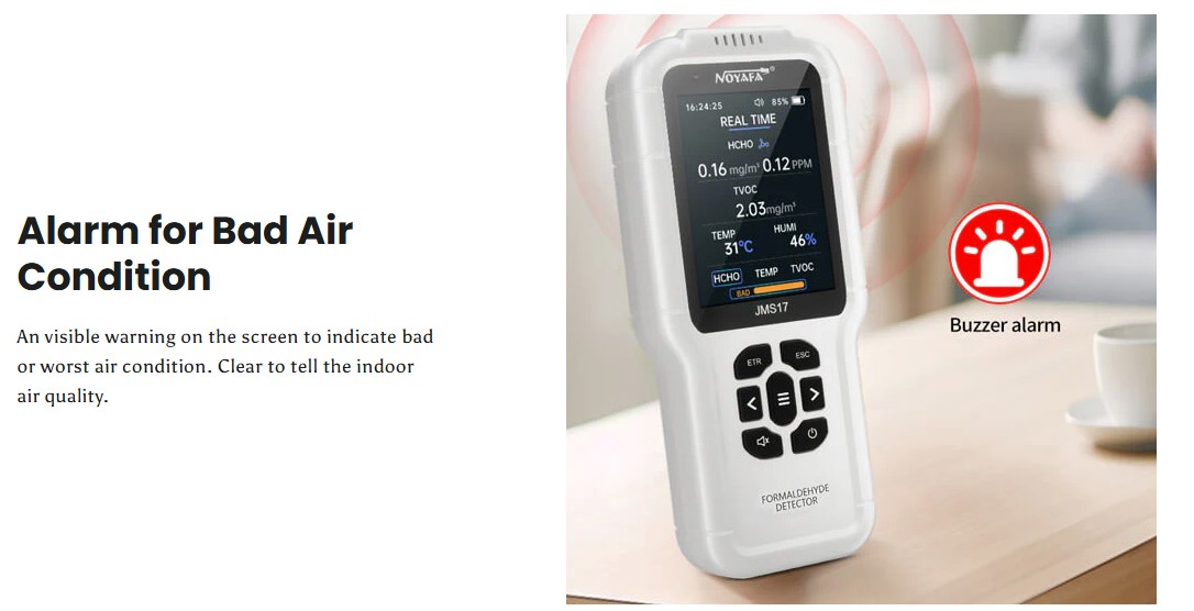 Noyafa Portable Indoor Air Quality Tester with Formaldehyde Detector JMS17