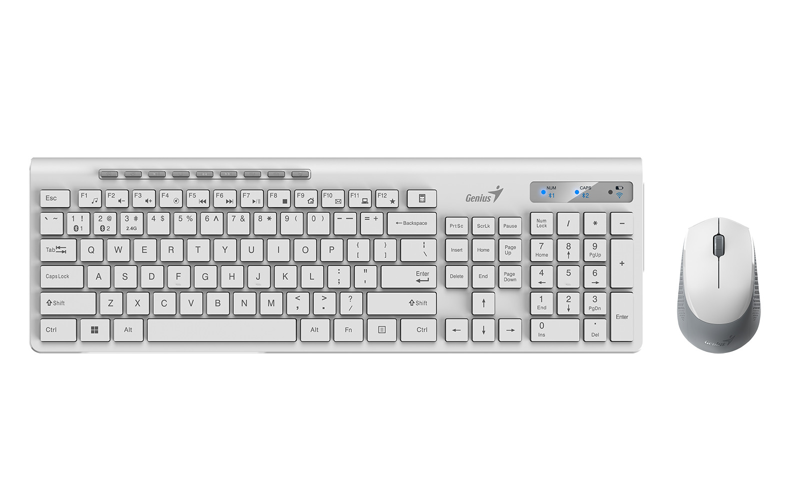 Genius Keyboard-Mouse Set Wireless+BT SlimStar 8230 White English