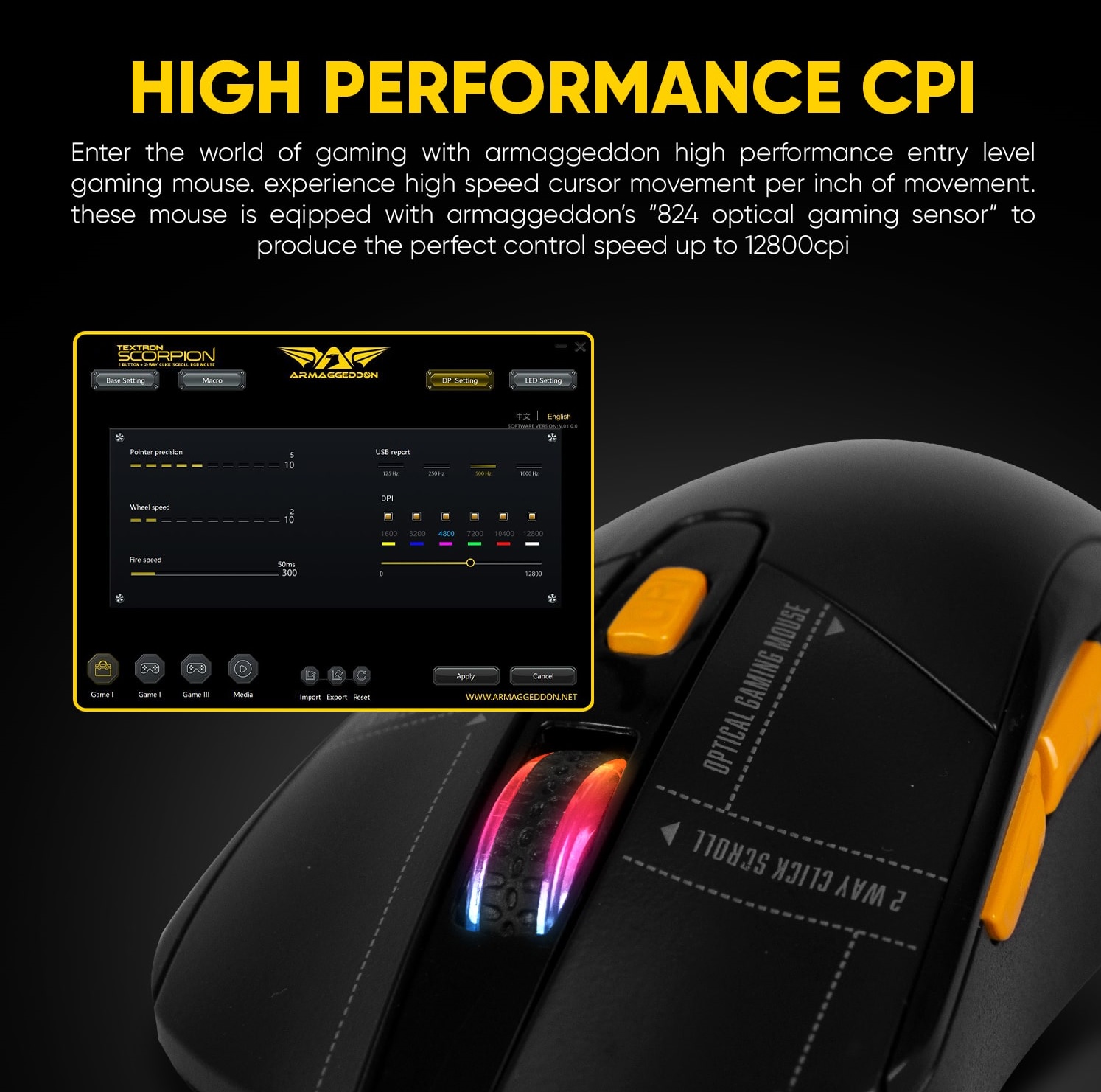 Armaggeddon Scorpion 5 Pro-Gaming Mouse with Free Mousepad