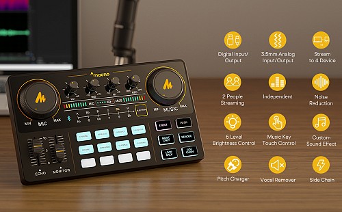 Maono Streaming Audio Mixer Console with Mic Bundle AM200S1