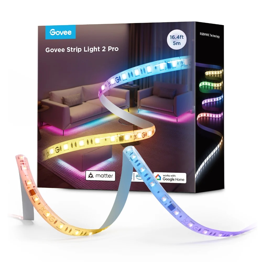 Govee LED Light Strip RGBICWW Smart WiFi & BT w/Protective Coating 5m (Matter) H61F5