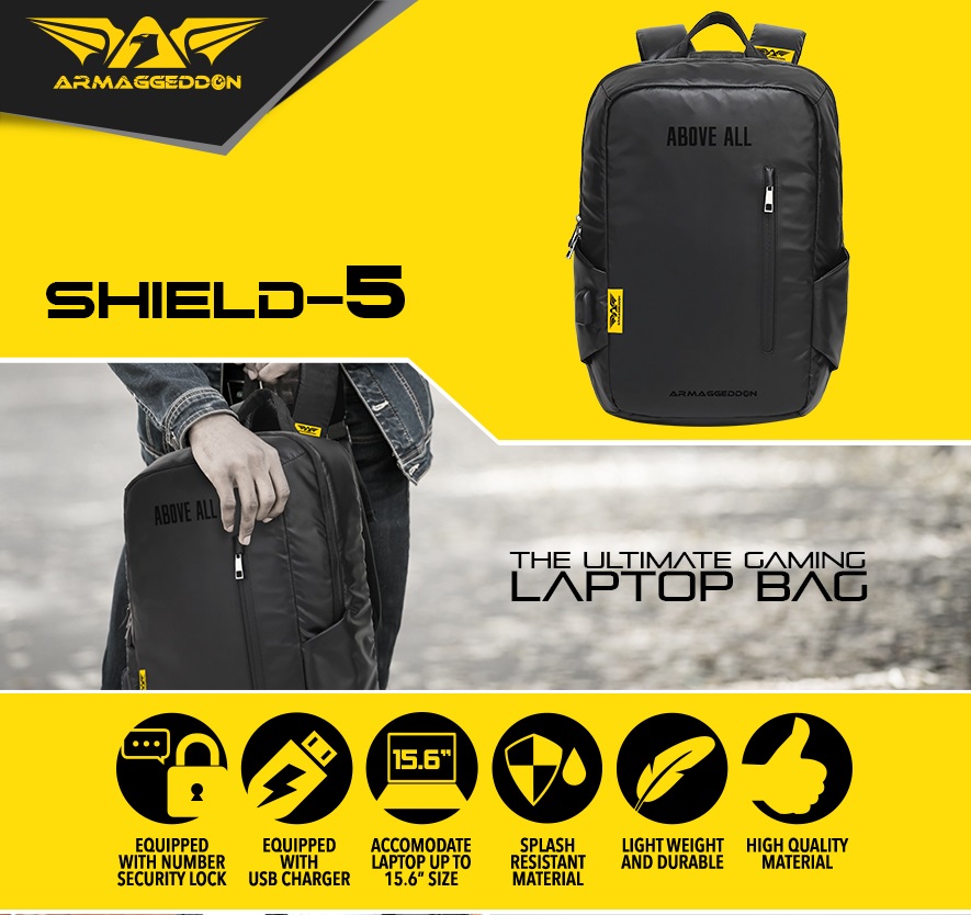 Armaggeddon SHIELD 5 Anti-Theft Gaming Bag Black