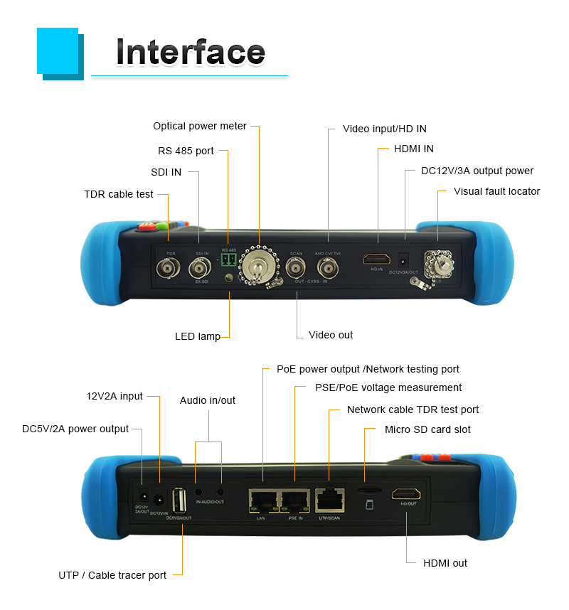 Noyafa CCTV & Network Tester with 7" Retina Touchscreen, 4K Support, PoE Output & Multi-Function Testing NF-716 MOVT ADHS Pro