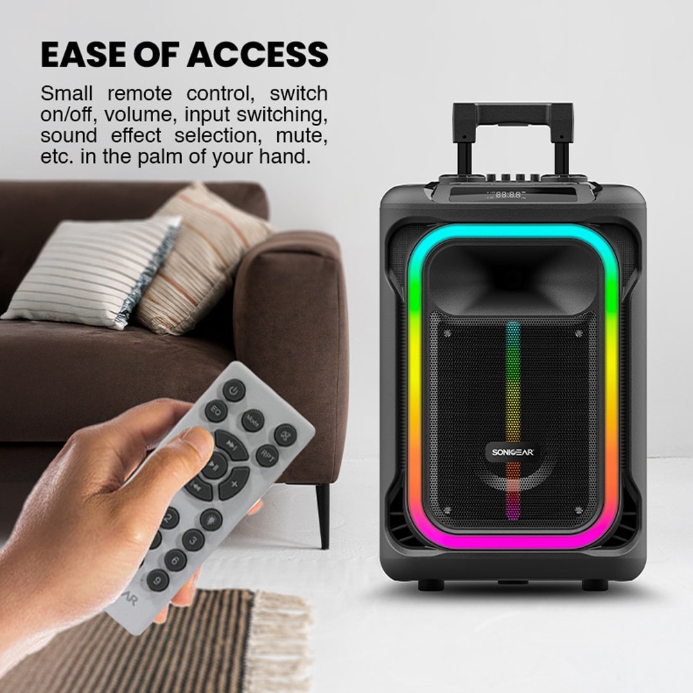 SonicGear HYPERBOX 1500 Pro 15'' Portable Karaoke Speaker 240W BT/USB 2x Wireless Mics