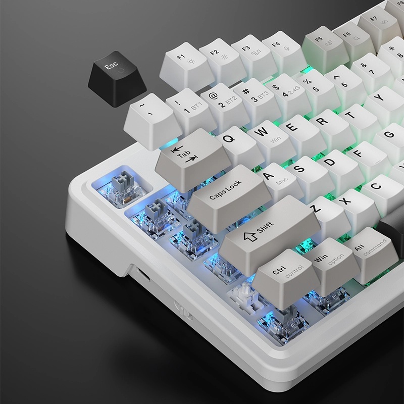 Machenike Wireless Gaming Keyboard ,Wired,Bluetooth,2.4G, Linear Silver Switches,4000 mAh battery, KG87