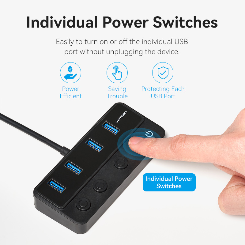Vention HUB USB-C 4 x USB3.0 with Indiv.Power Switches 1.0m CHWBF