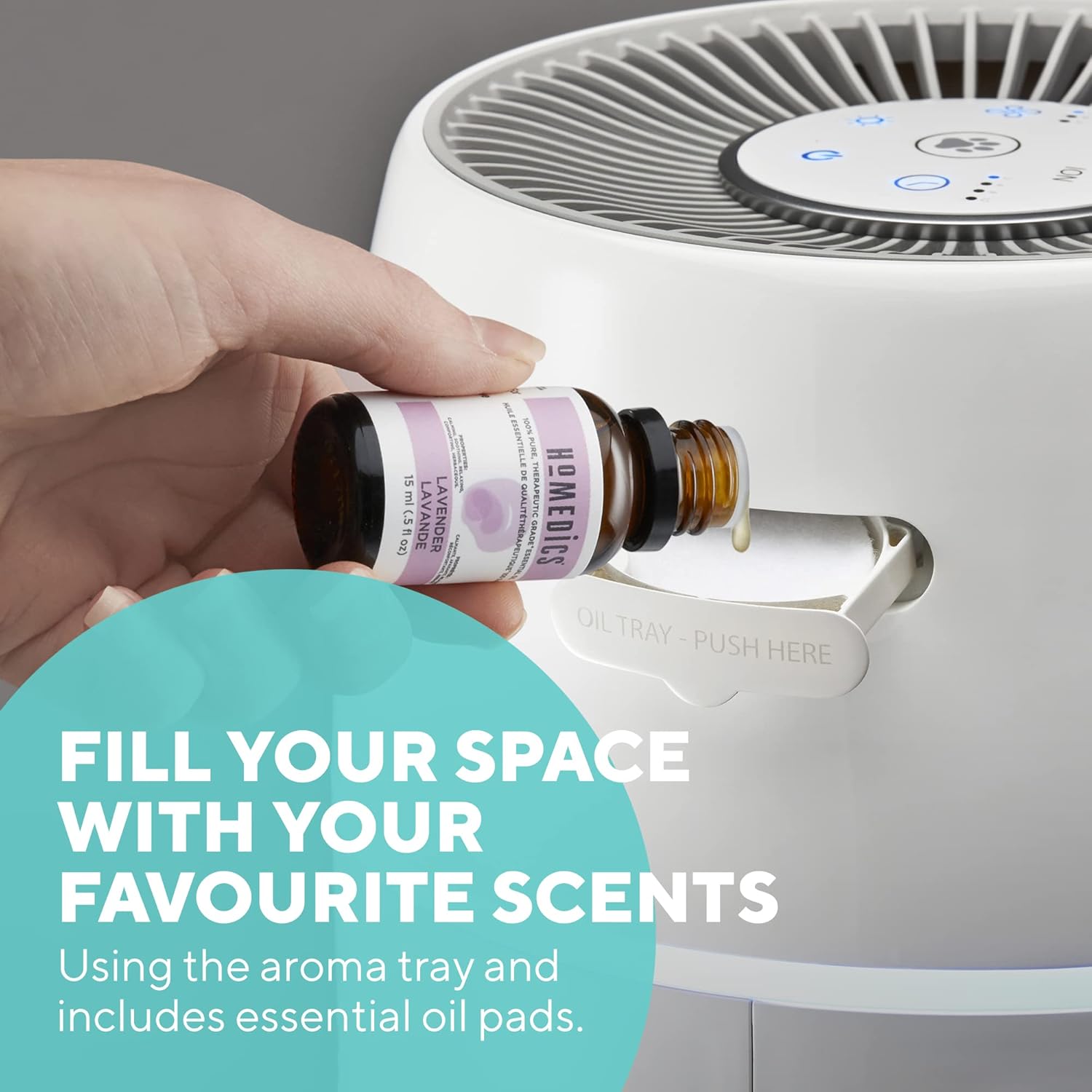 HoMedics TotalClean Petplus AP-PET35WT 5in1 Air Purifier & Aroma Diffuser (Active Carbon + HEPA Filter + UVC + Ioniser + PreFilter)