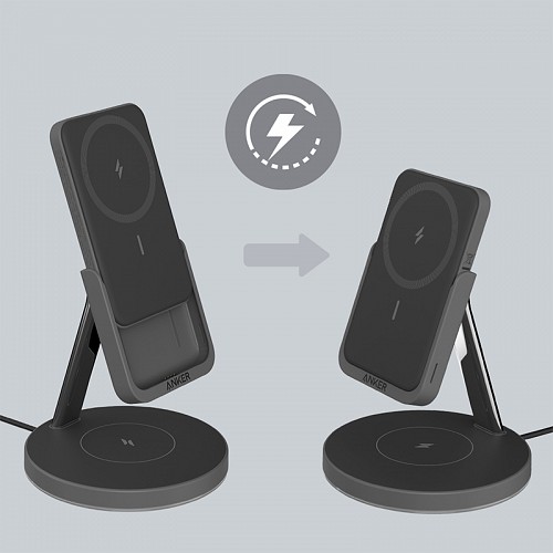 Anker PowerWave Mag-Go 2-in-1 5K Magnetic Powerbank And Wireless Stand 5000mAh Black