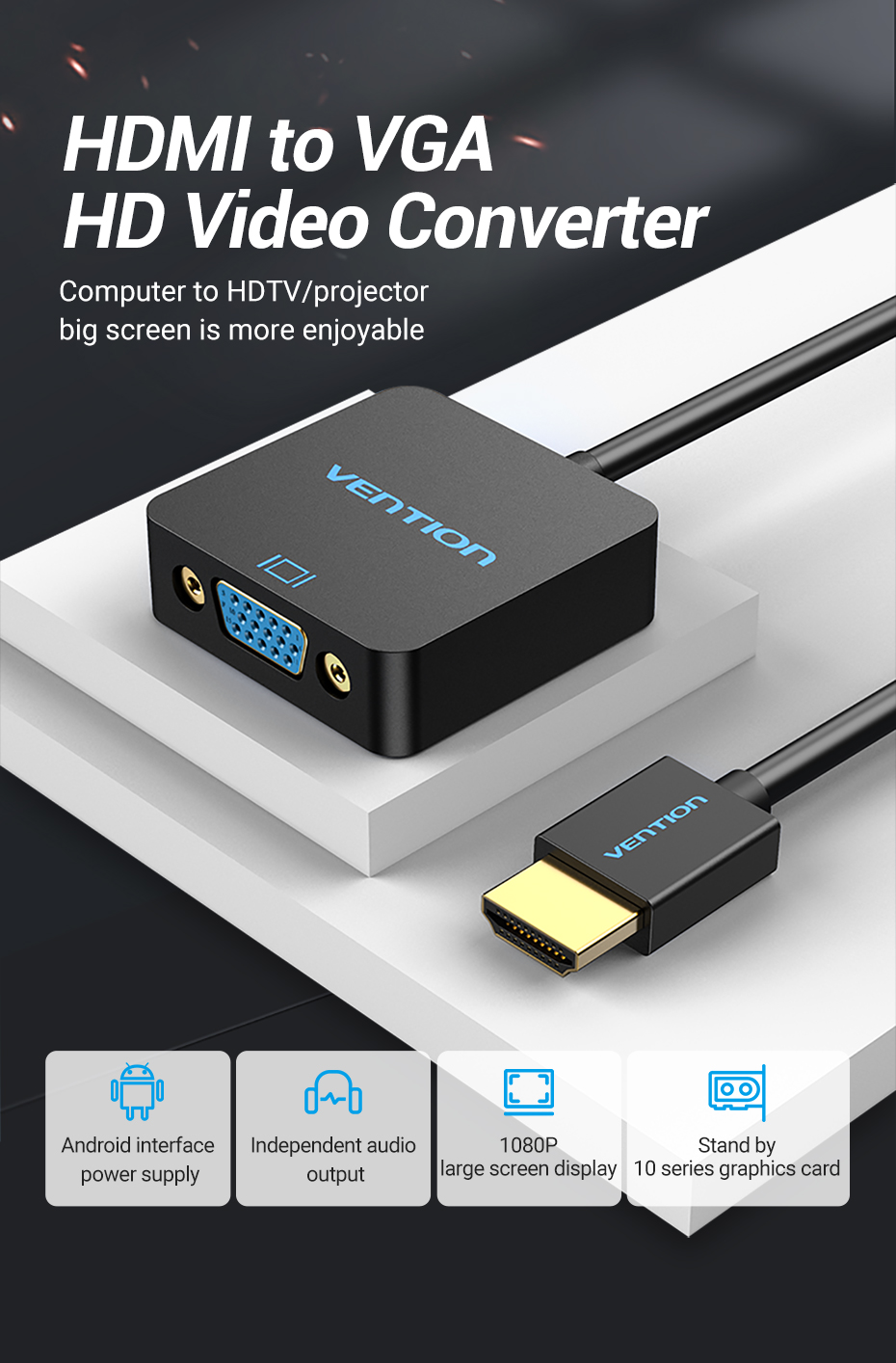 Vention Converter HDMI to VGA+Audio & USB Power ACRBB