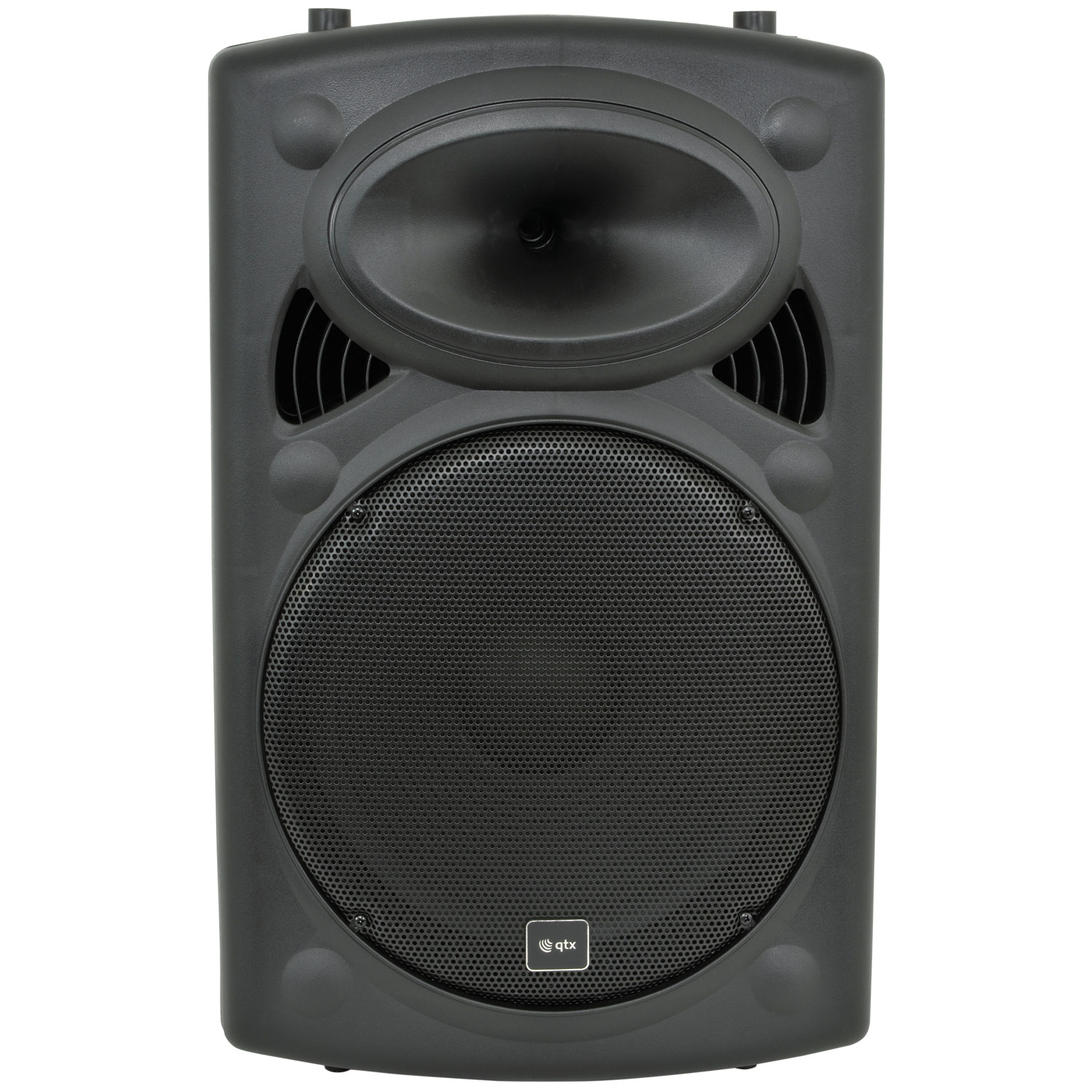 QTX QR15PA (2025) 15'' Professional Portable Karaoke & PA Speaker with 2x Wireless UHF Microphones, BT USB & FM 178.816UK