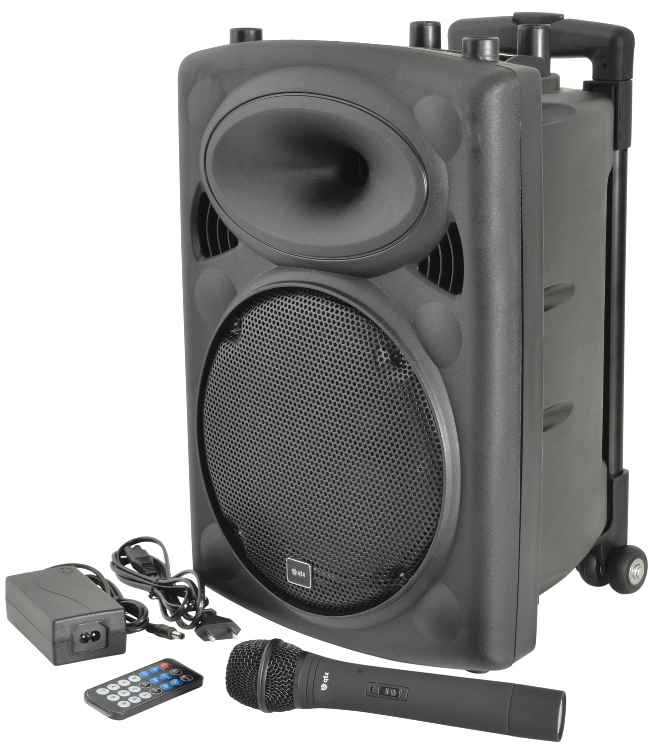 QTX QR10PA 10'' Professional Portable Karaoke & PA Speaker with 1x Wireless Microphone, Bluetooth USB & FM 178.839UK