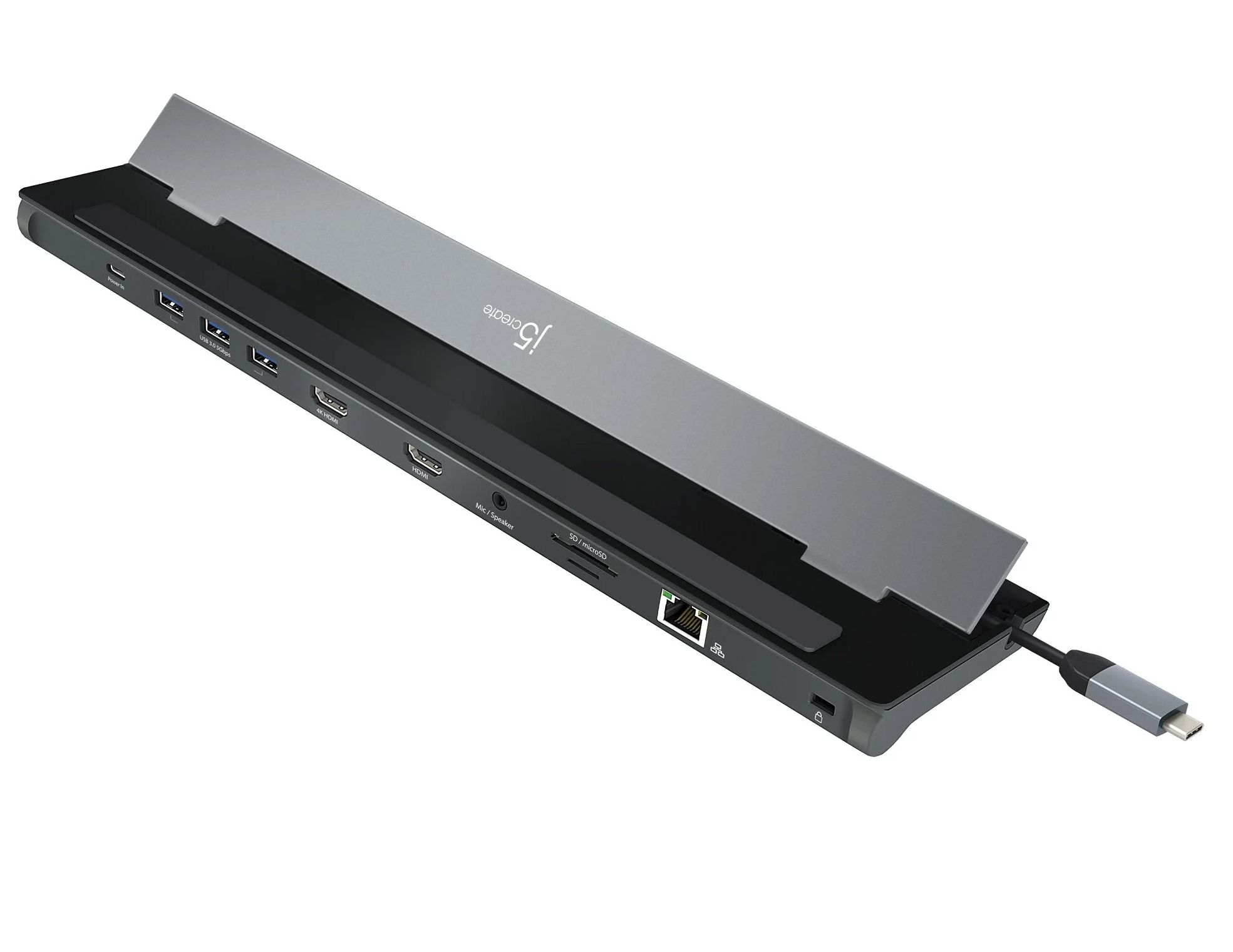 j5create Docking Station USB-C 10-in-1 Dual Display 2K-4K HDMI/RJ45/USB/SD/Audio/PD JCD542