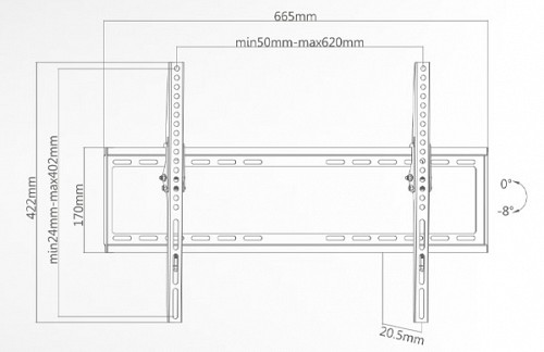 Superior SUPSTV006 TV Wall Support Fixed Slim 60x40