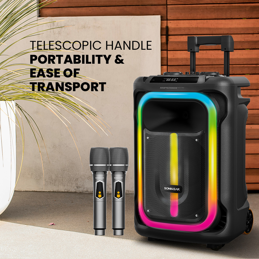 SonicGear Portable Karaoke Speaker 12'' 240W TWS BT/USB 2x Mics HYPERBOX 1300 Pro