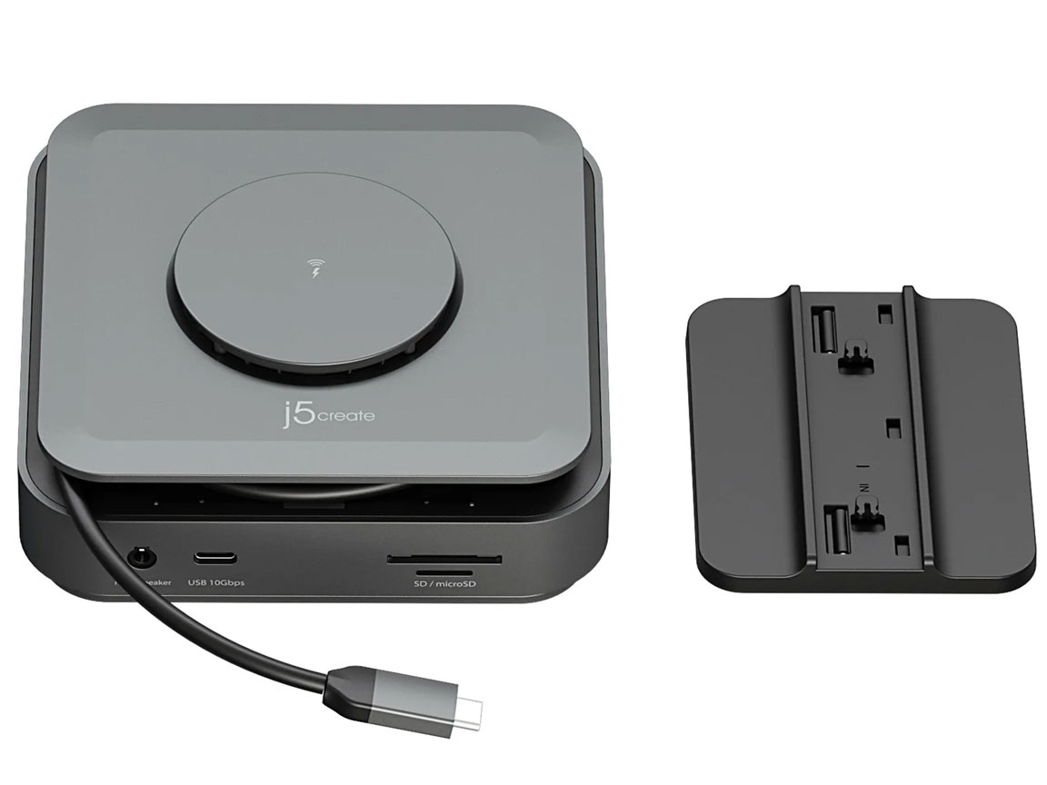j5create Dock USB-C Dual Display 4K MST MacBookM3 HDMI/RJ45/SD/USB/PD + Wireless Charger + 140W PSU UK JCD3199P