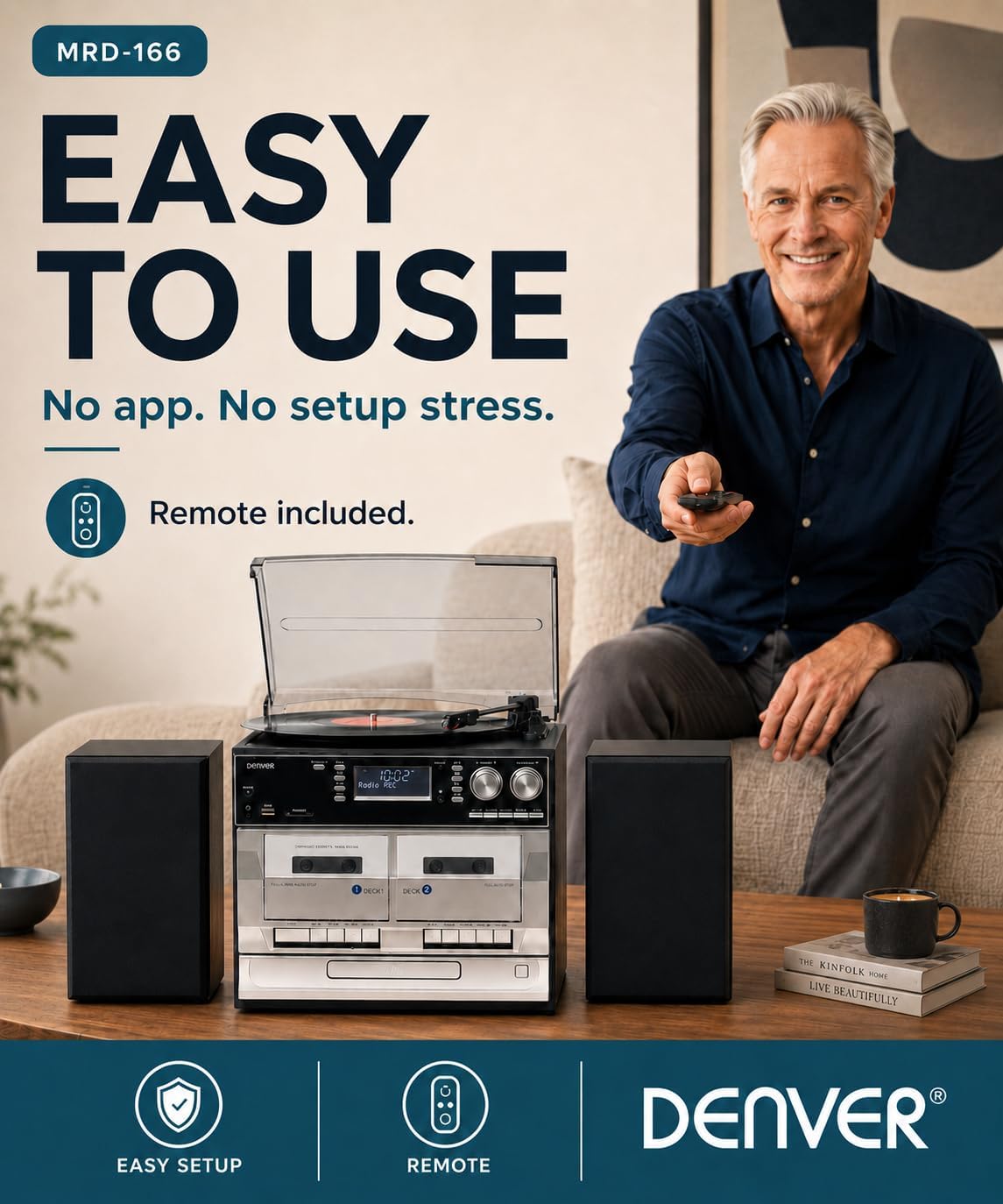 Denver Music System Turntable CD  DAB+/FM USB & SD MRD-166