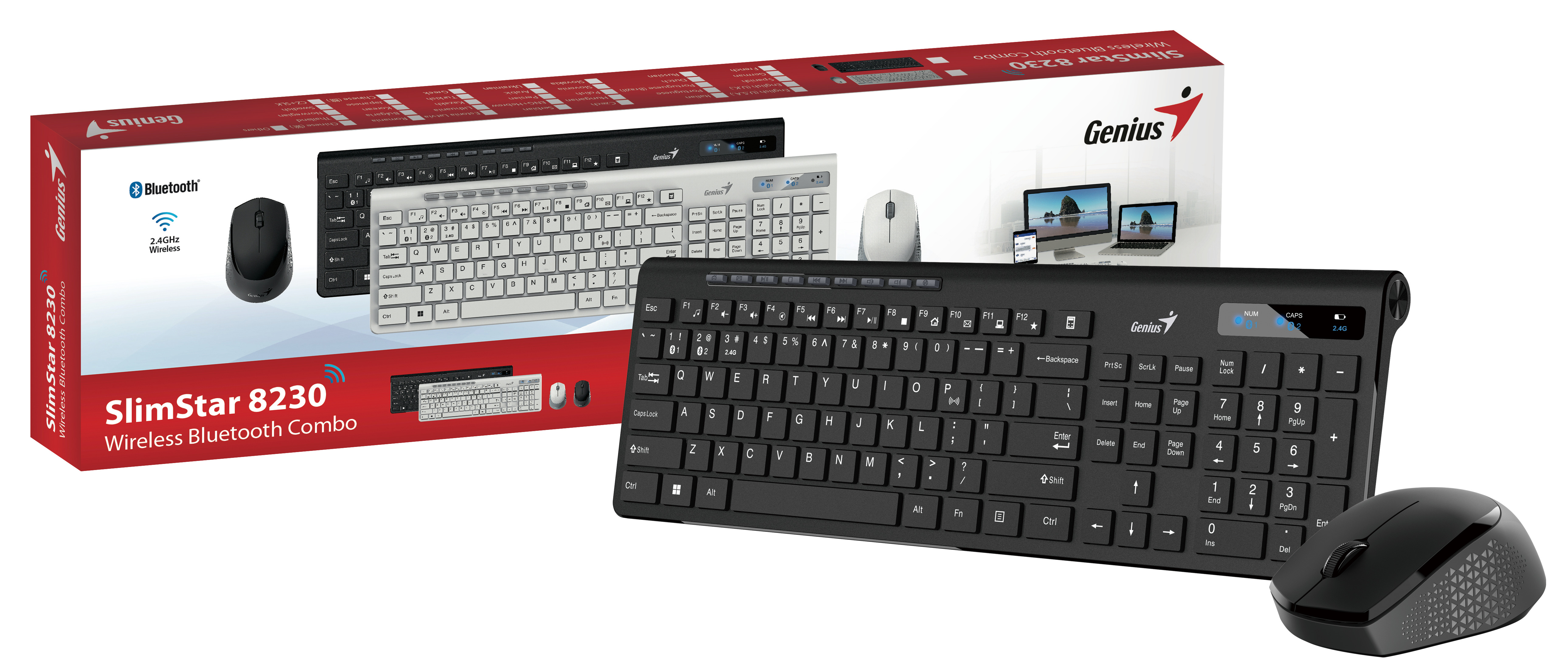 Genius Keyboard-Mouse Set Wireless+BT SlimStar 8230 English