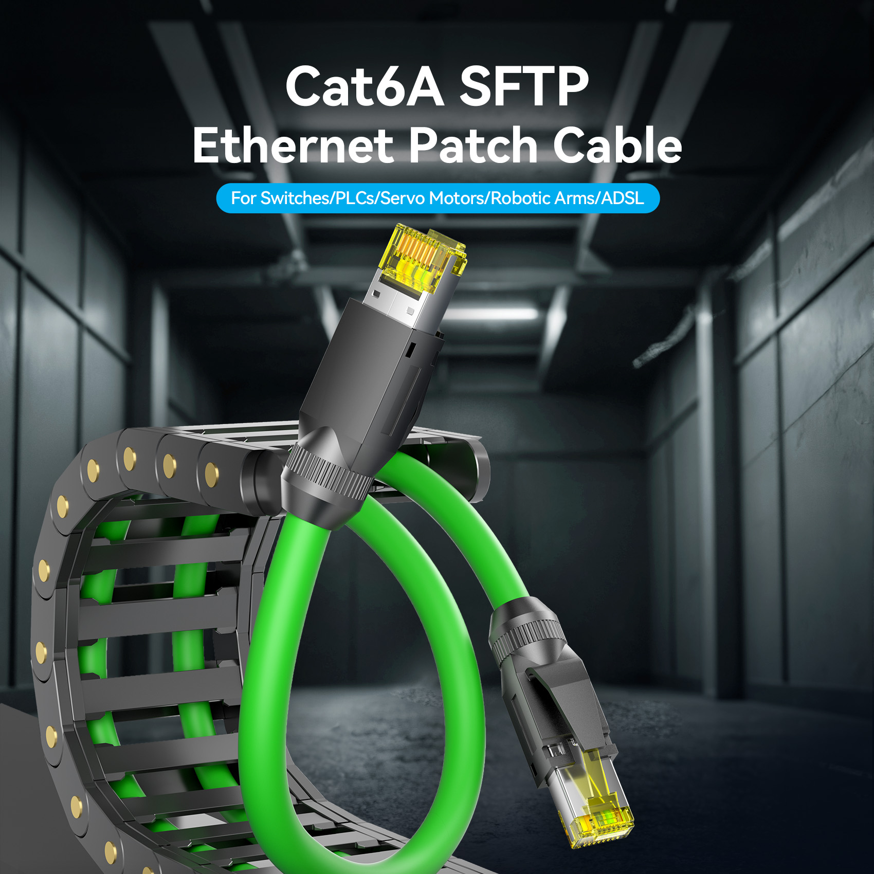 Vention NETWORK Cable CAT6A SFTP Anti-Vibration Industrial Flexible 1.0m IBYGF