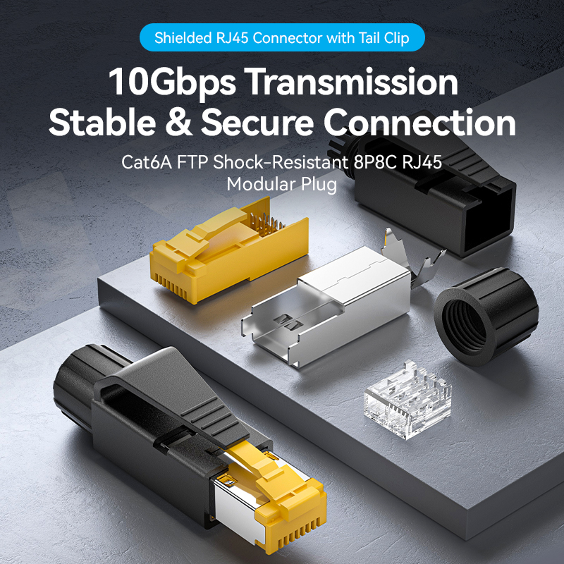 Vention NETWORK Connectors CAT6A FTP Shock-Resistant Modular Plug IDOB0-10 (10-Pack)